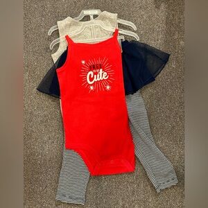 Carters 4th of July Onesies with Striped Leggings